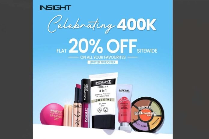 Screenshot 2025-09-09 101125 Insight Cosmetics, festive offer, makeup sale, beauty products, 20% discount, Instagram followers, Indian makeup brand, cruelty-free cosmetics, cosmetic sale, new beauty launches