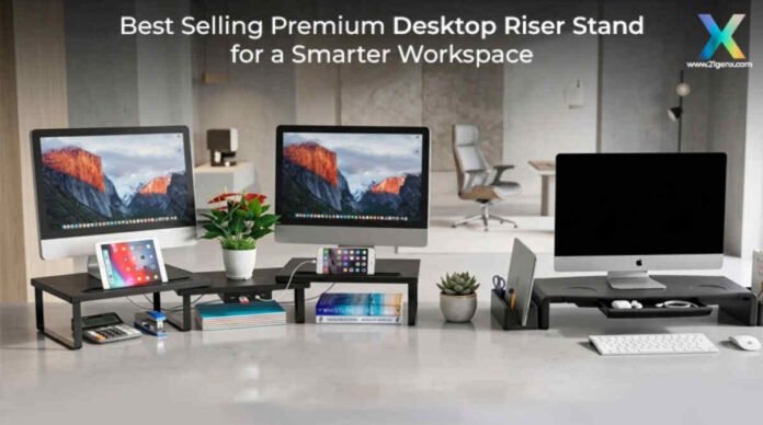 best desktop riser stand, premium monitor stand, smart workspace accessories, desktop monitor riser, buy monitor stand online, 21GenX office products